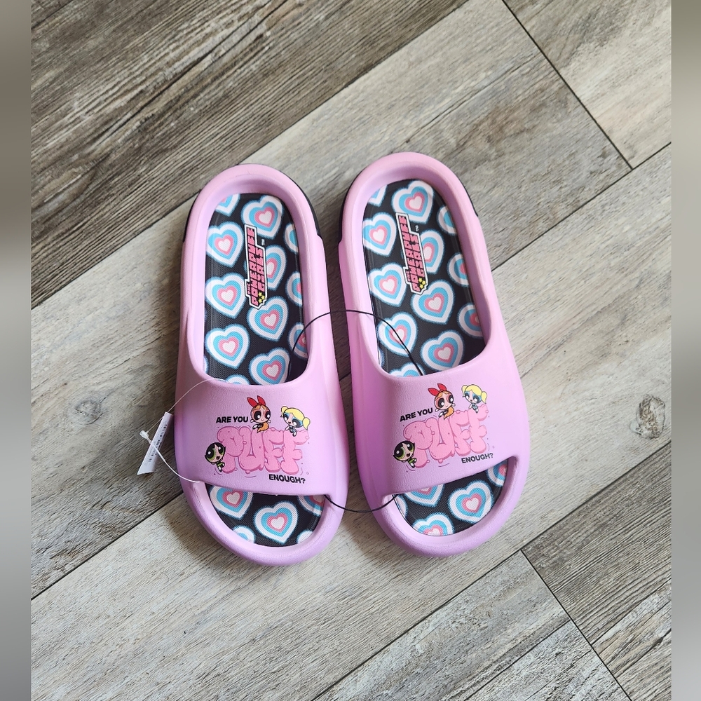 Women's Pink Power Puff Girls Slides